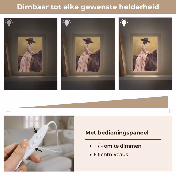 Paard - Klassiek - Oker Light Box met kabel (Tafellamp) klein -USP_dimbaarNL
