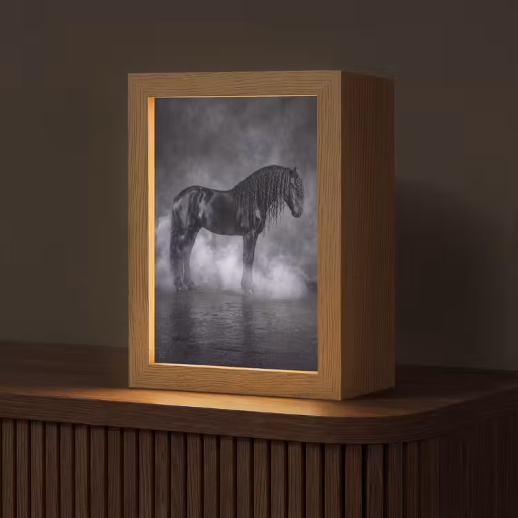 Paard - Magisch - Zwart Light Box met kabel (Tafellamp) klein -z3d_website