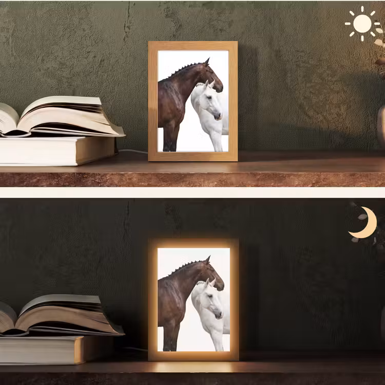 Paard - Modern - Balans Light Box met kabel (Tafellamp) klein -sfeer3