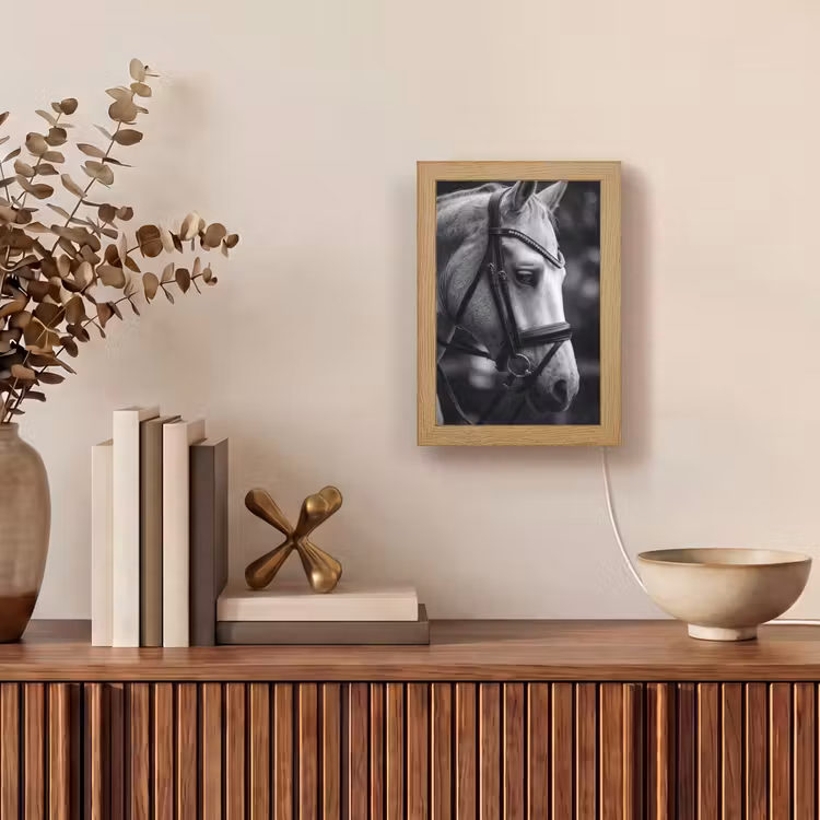 Paard - Schimmel - Portret Light Box met kabel (Tafellamp) klein -sfeer2