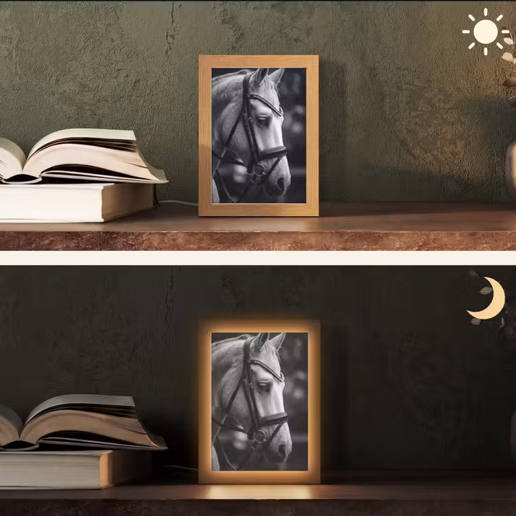 Paard - Schimmel - Portret Light Box met kabel (Tafellamp) klein -sfeer3