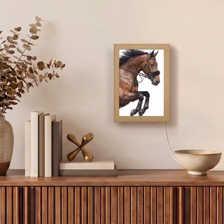 Paard - Springen - Modern Light Box met kabel (Tafellamp) klein -sfeer2