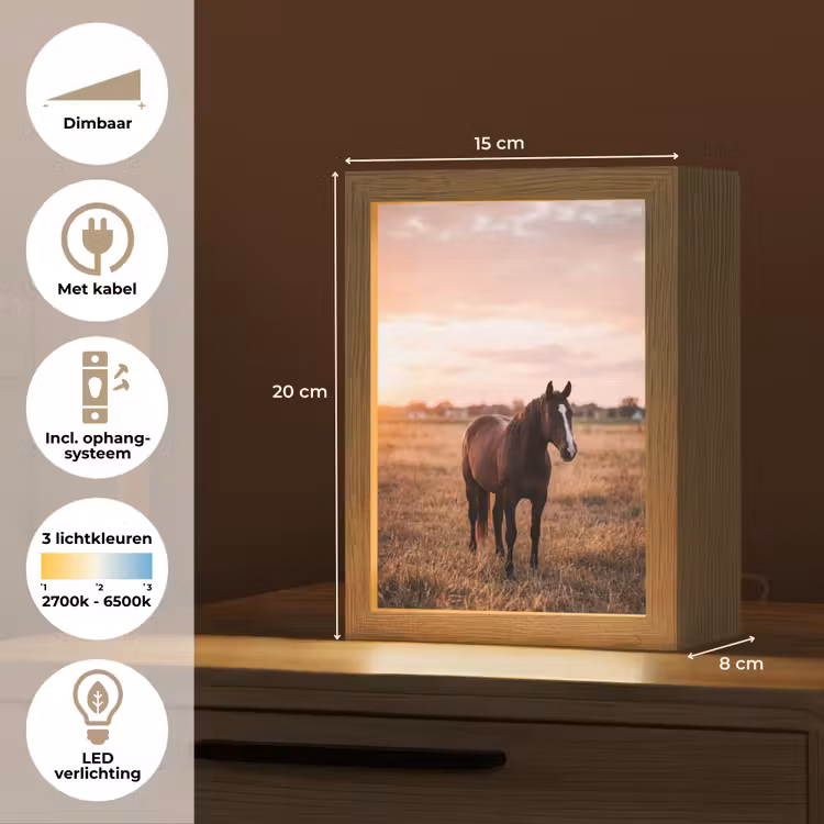 Paard - Zonsondergang - Bruin Light Box met kabel (Tafellamp) klein -USP_NL