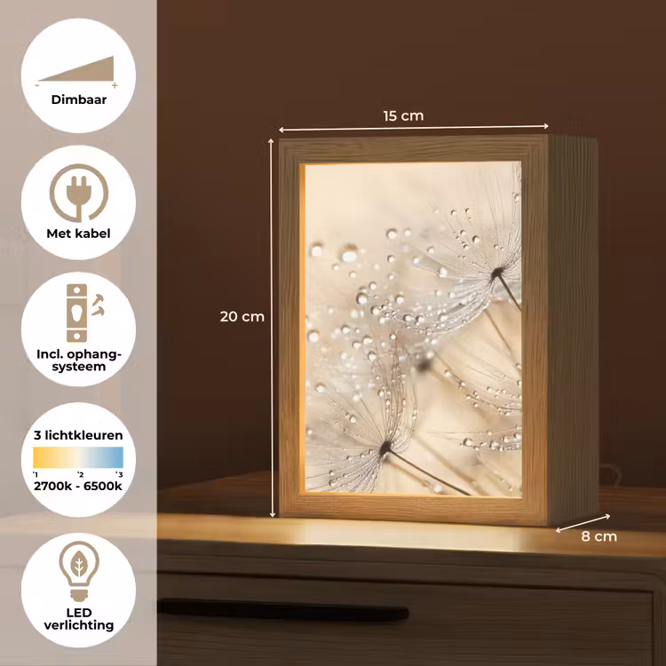 Paardenbloem - Abstract - Natuur - Beige Light Box met kabel (Tafellamp) klein -USP_NL