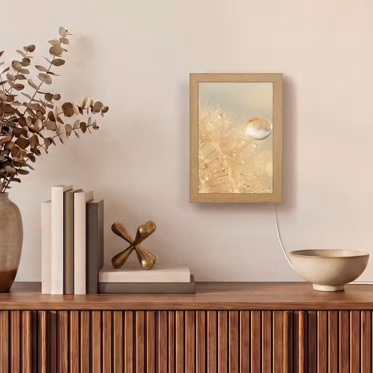 Paardenbloem - Water - Natuur - Planten - Modern Light Box met kabel (Tafellamp) klein -sfeer2