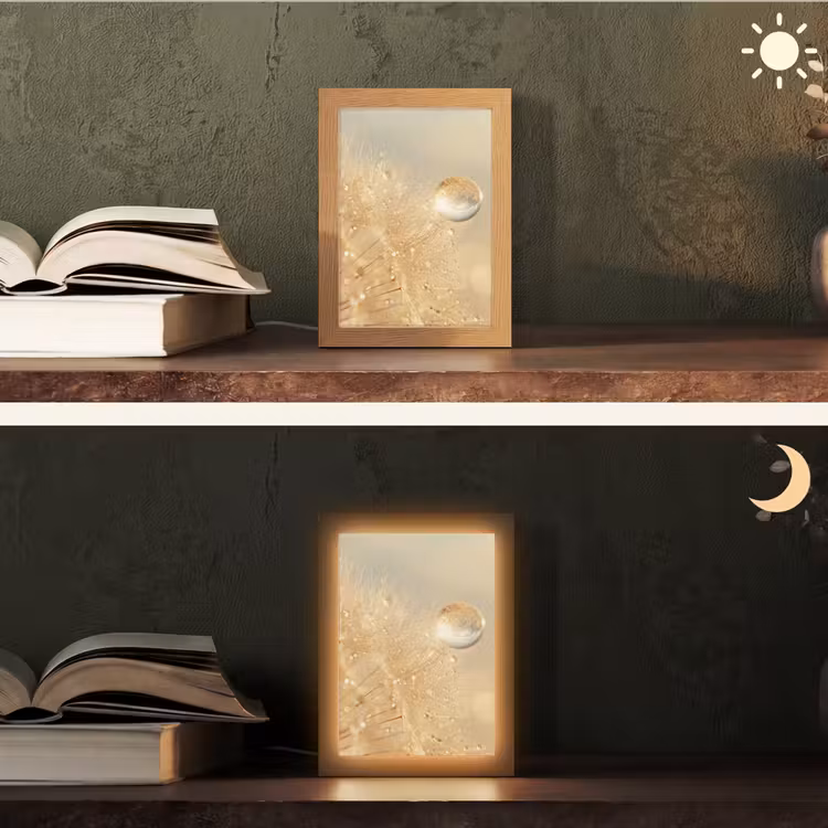 Paardenbloem - Water - Natuur - Planten - Modern Light Box met kabel (Tafellamp) klein -sfeer3