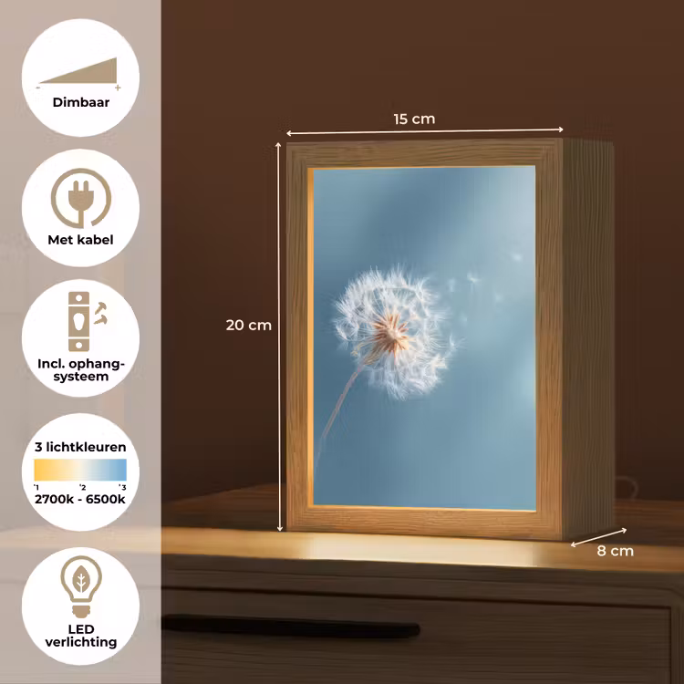 Paardenbloem - Wind - Blauw Light Box met kabel (Tafellamp) klein -USP_NL