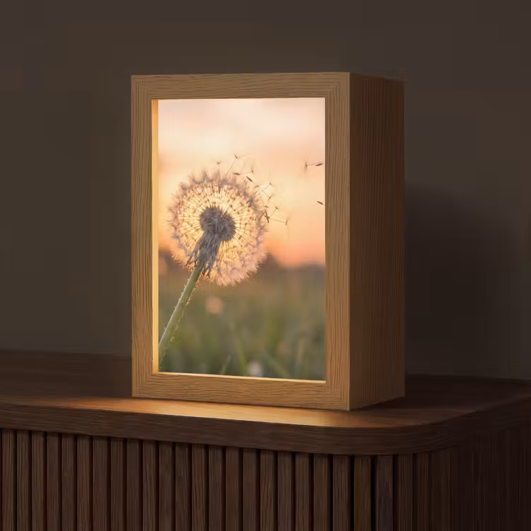 Paardenbloem - Zonsondergang - Veld Light Box met kabel (Tafellamp) klein -z3d_website