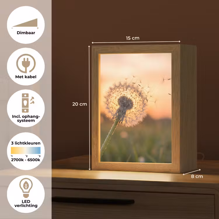 Paardenbloem - Zonsondergang - Veld Light Box met kabel (Tafellamp) klein -USP_NL