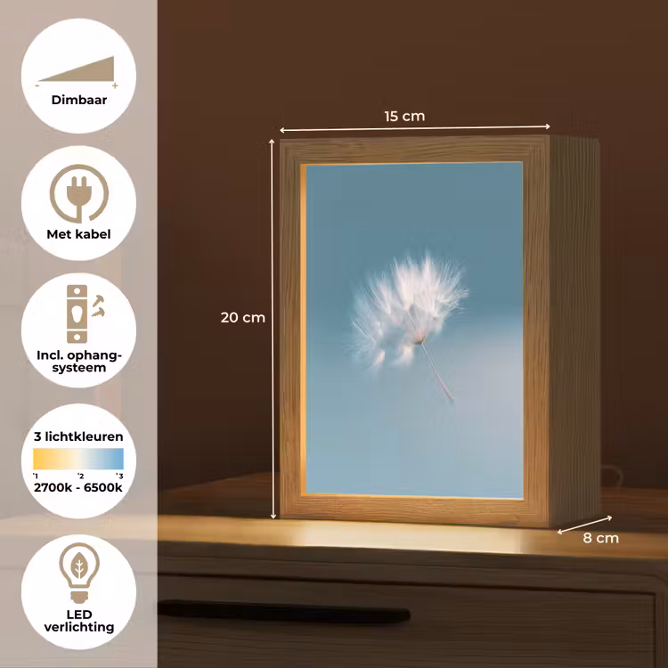 Paardenbloempluisje - Blauw - Lucht Light Box met kabel (Tafellamp) klein -USP_NL