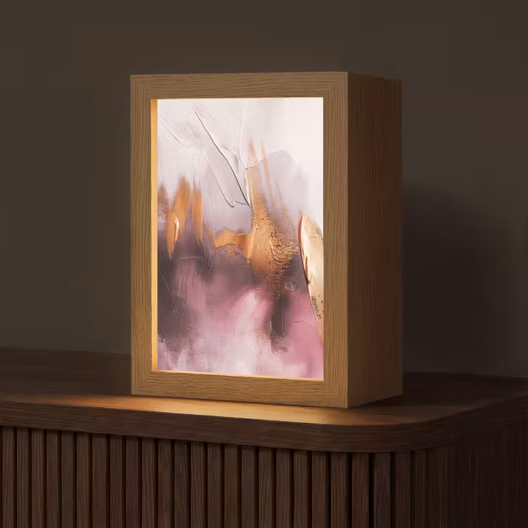 Paars - Abstract - Verf - Goud Light Box met kabel (Tafellamp) klein -z3d_website
