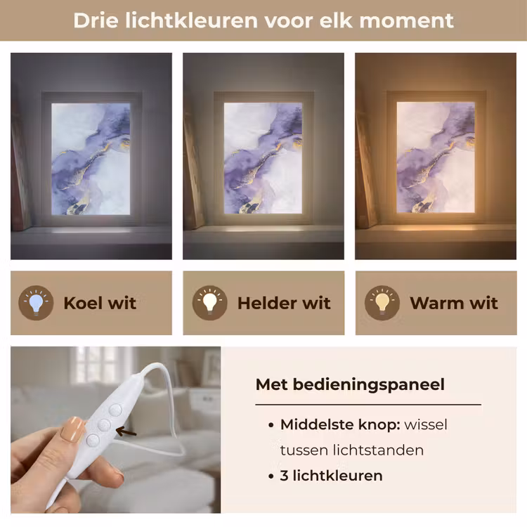 Paars - Modern - Marmer - Abstract Light Box met kabel (Tafellamp) klein -USP_lichtkleurNL