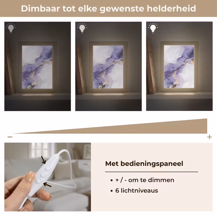 Paars - Modern - Marmer - Abstract Light Box met kabel (Tafellamp) klein -USP_dimbaarNL