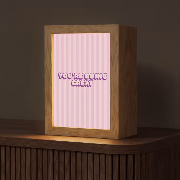Paars - Strepen - You're doing great - Schaduw Light Box met kabel (Tafellamp) klein -z3d_website
