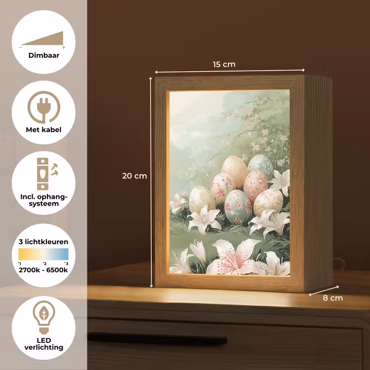 Paaseieren - Pasteltinten - Bloemen Light Box met kabel (Tafellamp) klein -USP_NL