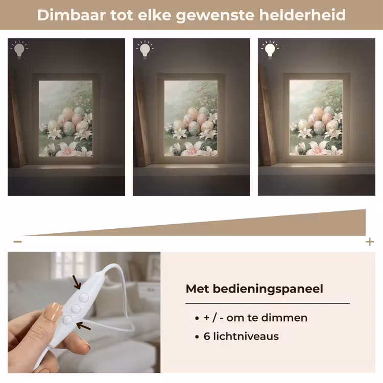 Paaseieren - Pasteltinten - Bloemen Light Box met kabel (Tafellamp) klein -USP_dimbaarNL