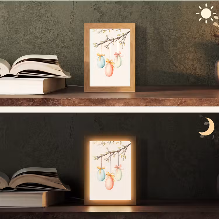 Paastak - Strikje - Eieren Light Box met kabel (Tafellamp) klein -sfeer3