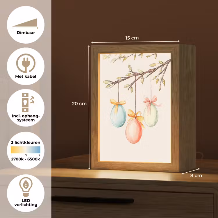 Paastak - Strikje - Eieren Light Box met kabel (Tafellamp) klein -USP_NL
