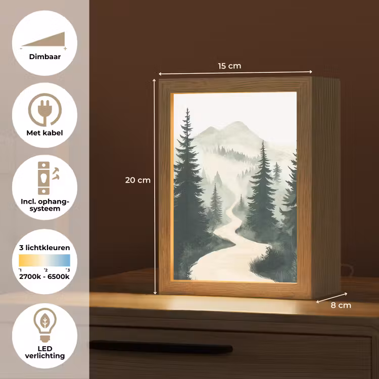 Pad - Bomen - Bos - Illustratie Light Box met kabel (Tafellamp) klein -USP_NL