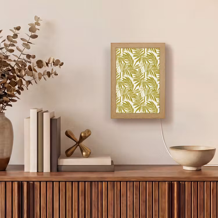 Palmblad - Patroon - Groen Light Box met kabel (Tafellamp) klein 925 -sfeer2
