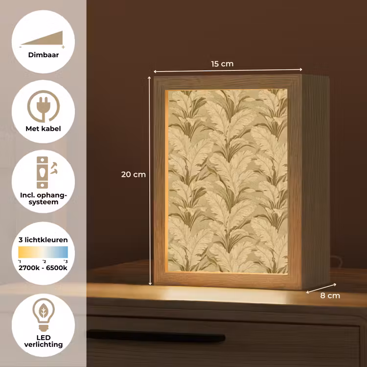 Palmbladeren - Klassiek - Groen Light Box met kabel (Tafellamp) klein 925 -USP_NL