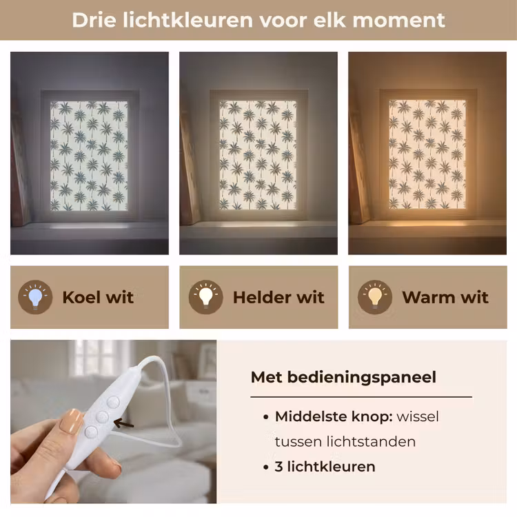 Palmbomen - Tropisch - Groen Light Box met kabel (Tafellamp) klein 925 -USP_lichtkleurNL