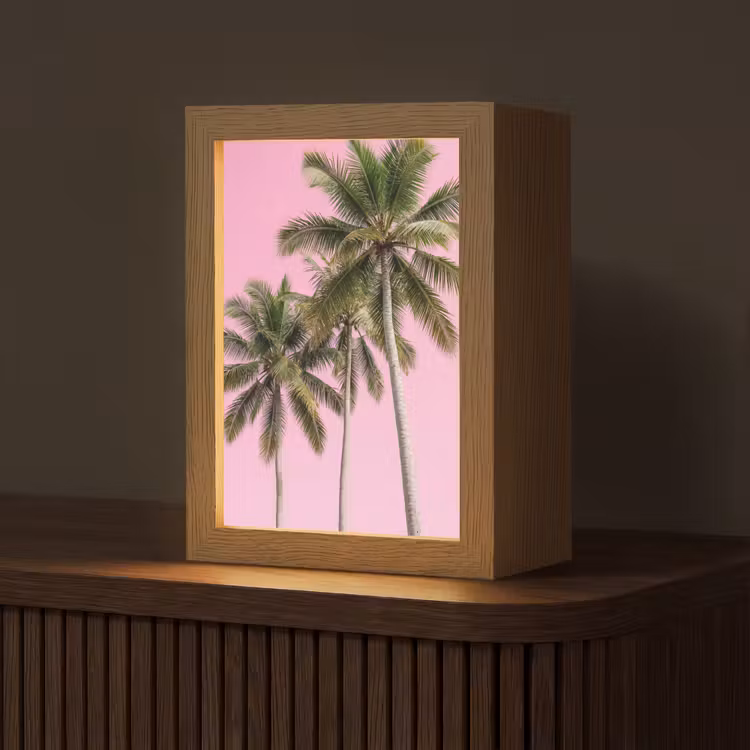 Palmboom - Tropisch - Pink Light Box met kabel (Tafellamp) klein -z3d_website