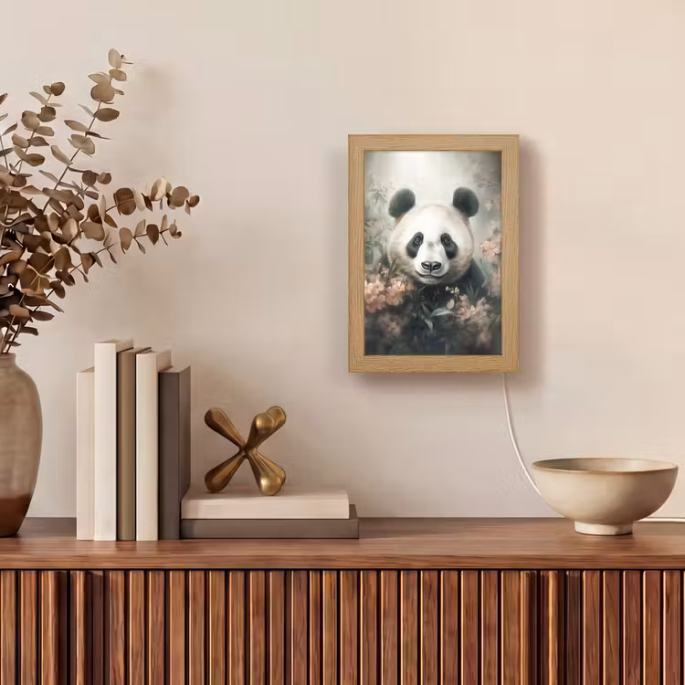 Panda - Dieren - Bloemen - Planten Light Box met kabel (Tafellamp) klein -sfeer2