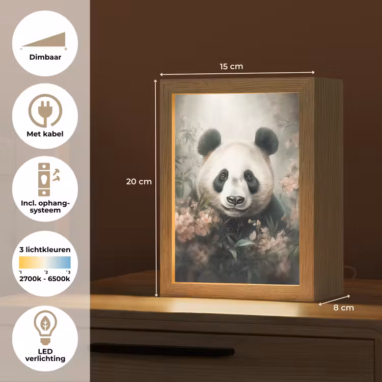 Panda - Dieren - Bloemen - Planten Light Box met kabel (Tafellamp) klein -USP_NL