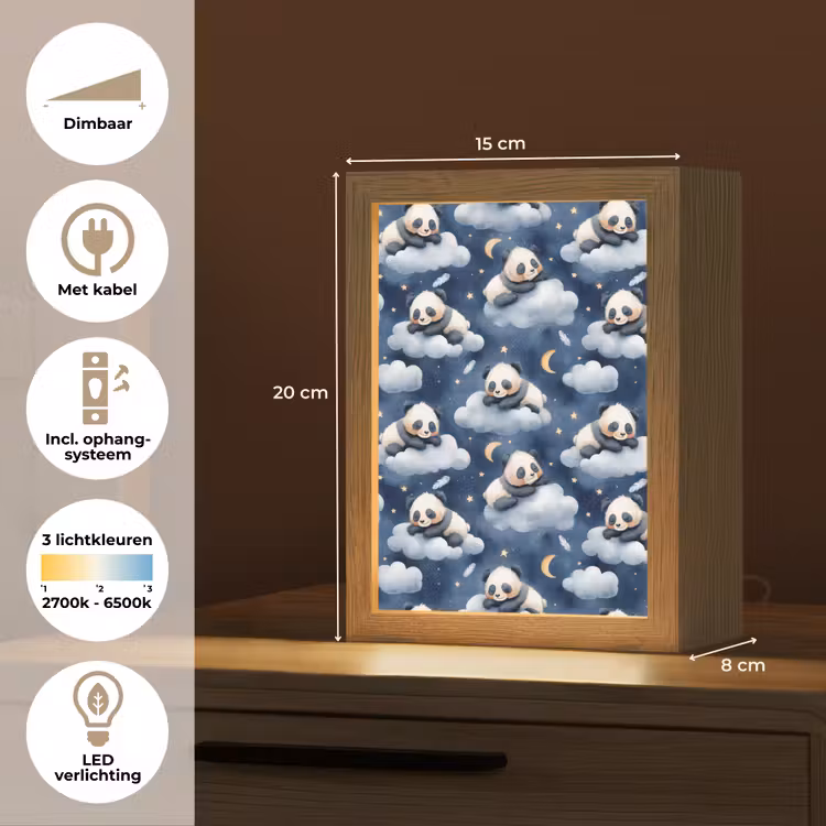 Panda's - Slapen - Blauw Light Box met kabel (Tafellamp) klein 925 -USP_NL