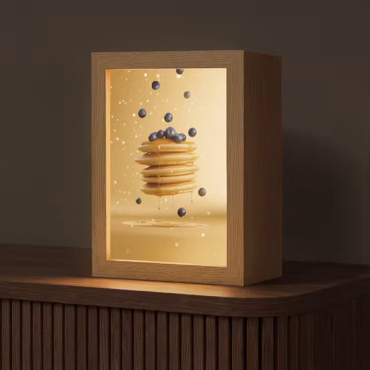Pannenkoeken - Eten - Honing - Geel Light Box met kabel (Tafellamp) klein -z3d_website