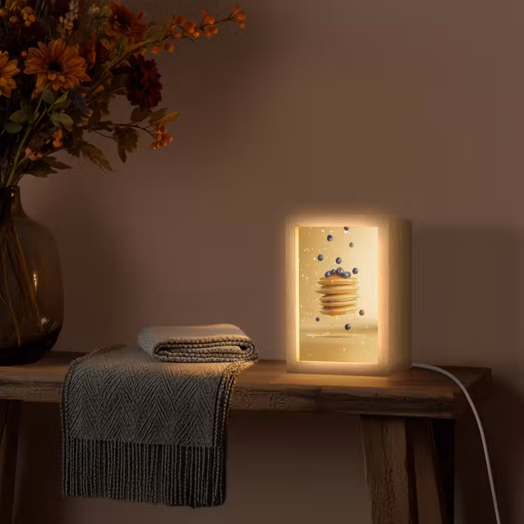 Pannenkoeken - Eten - Honing - Geel Light Box met kabel (Tafellamp) klein -sfeer4