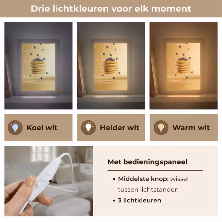 Pannenkoeken - Eten - Honing - Geel Light Box met kabel (Tafellamp) klein -USP_lichtkleurNL