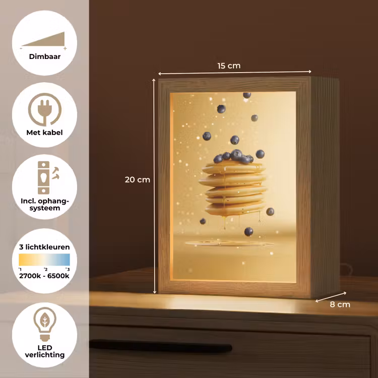 Pannenkoeken - Eten - Honing - Geel Light Box met kabel (Tafellamp) klein -USP_NL