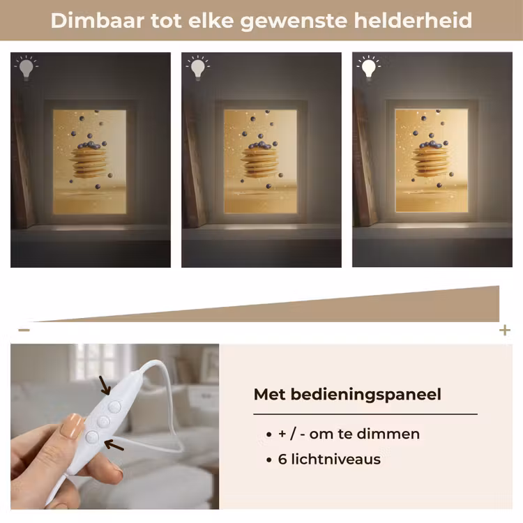 Pannenkoeken - Eten - Honing - Geel Light Box met kabel (Tafellamp) klein -USP_dimbaarNL