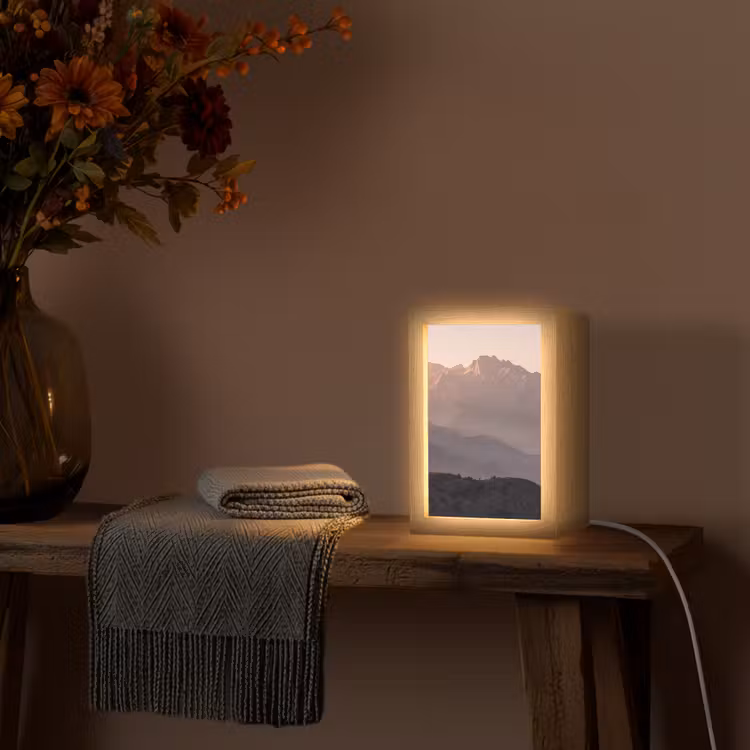 Panorama - Landschap - Bergen Light Box met kabel (Tafellamp) klein -sfeer4