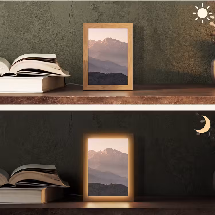 Panorama - Landschap - Bergen Light Box met kabel (Tafellamp) klein -sfeer3