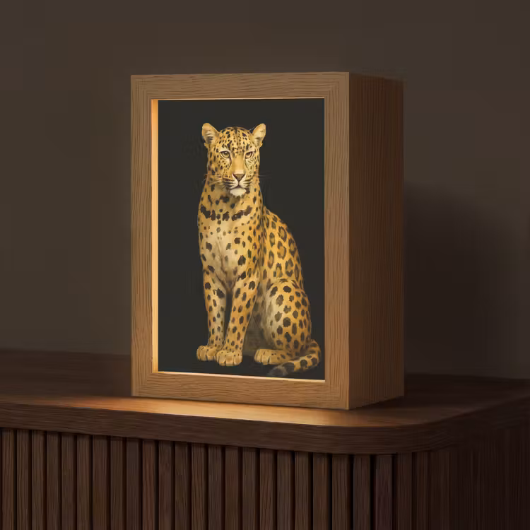 Panter - Realistisch - Bruin Light Box met kabel (Tafellamp) klein -z3d_website