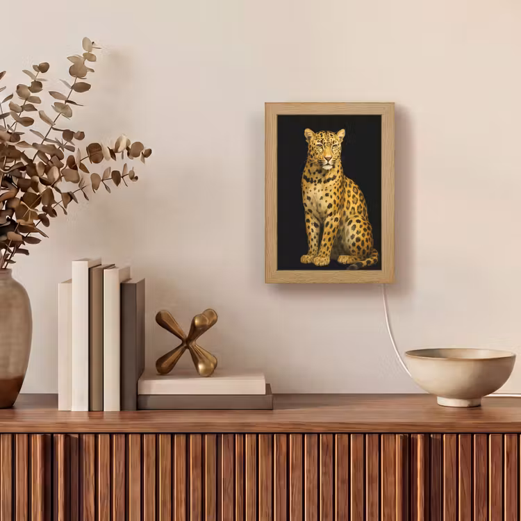Panter - Realistisch - Bruin Light Box met kabel (Tafellamp) klein -sfeer2