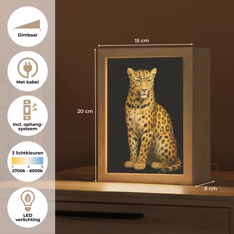 Panter - Realistisch - Bruin Light Box met kabel (Tafellamp) klein -USP_NL