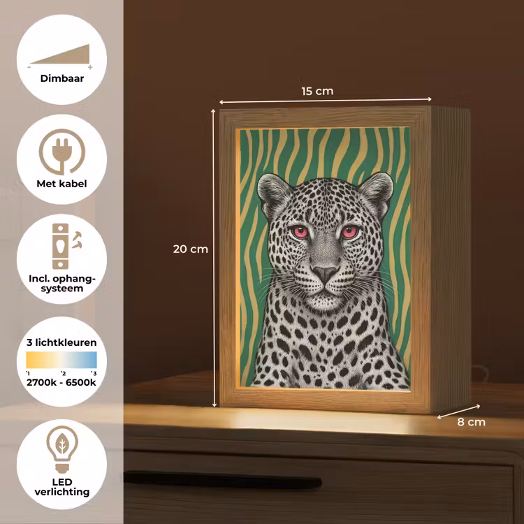 Panter - Zebrapatroon - Groen Light Box met kabel (Tafellamp) klein -USP_NL