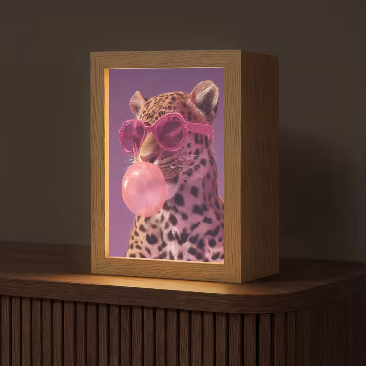 Panter - Zonnebril - Kauwgombel - Roze Light Box met kabel (Tafellamp) klein -z3d_website