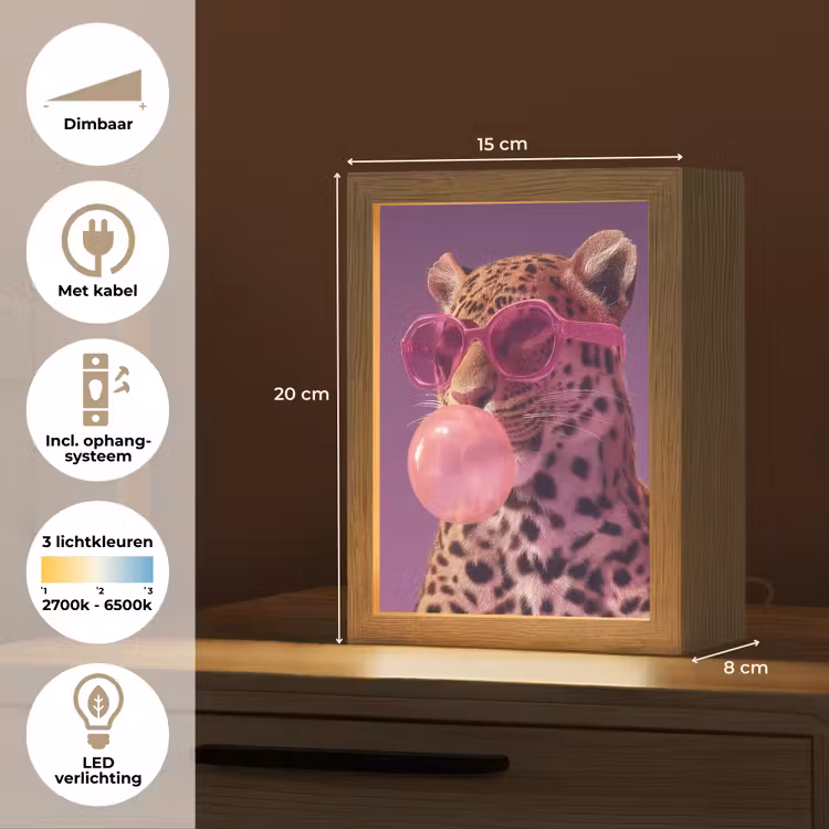 Panter - Zonnebril - Kauwgombel - Roze Light Box met kabel (Tafellamp) klein -USP_NL