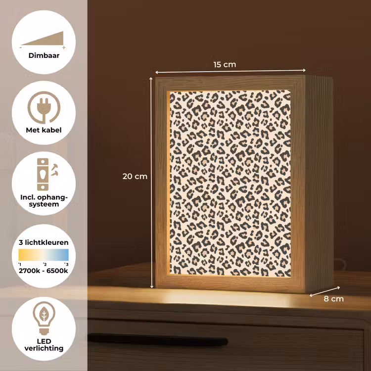 Panterprint - Patroon - Bruin Light Box met kabel (Tafellamp) klein 925 -USP_NL