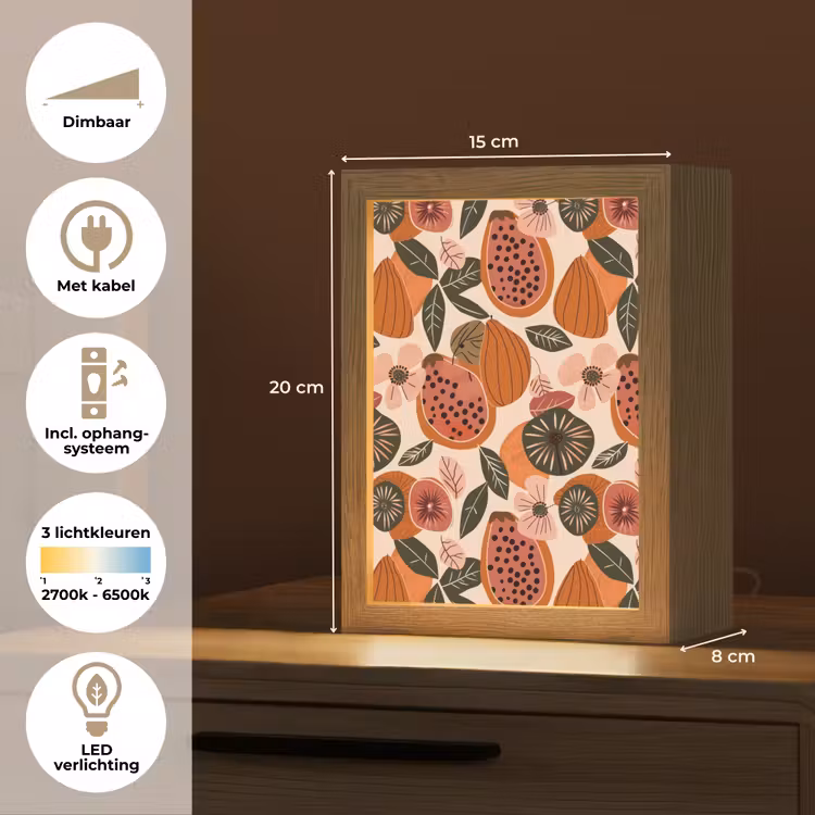 Papaja - Bloesem - Oranje Light Box met kabel (Tafellamp) klein 925 -USP_NL