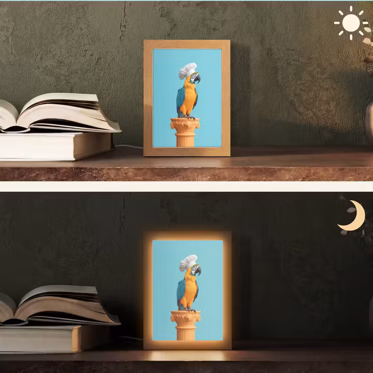 Papegaai - Koksmuts - Grappig - Vogel Light Box met kabel (Tafellamp) klein -sfeer3
