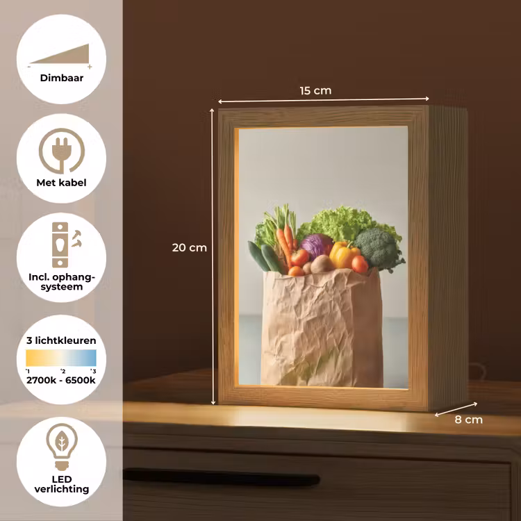 Papieren - Boodschappen - Groente - Kleurrijk Light Box met kabel (Tafellamp) klein -USP_NL
