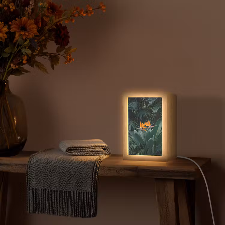 Paradijsvogel - Bloem - Exotisch Light Box met kabel (Tafellamp) klein -sfeer4