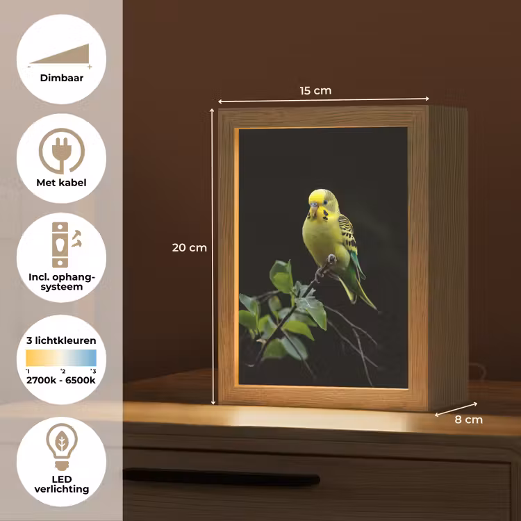 Parkiet - Tak - Bladeren - Geel Light Box met kabel (Tafellamp) klein -USP_NL