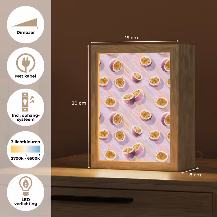 Passievrucht - Tropisch - Paars Light Box met kabel (Tafellamp) klein 925 -USP_NL